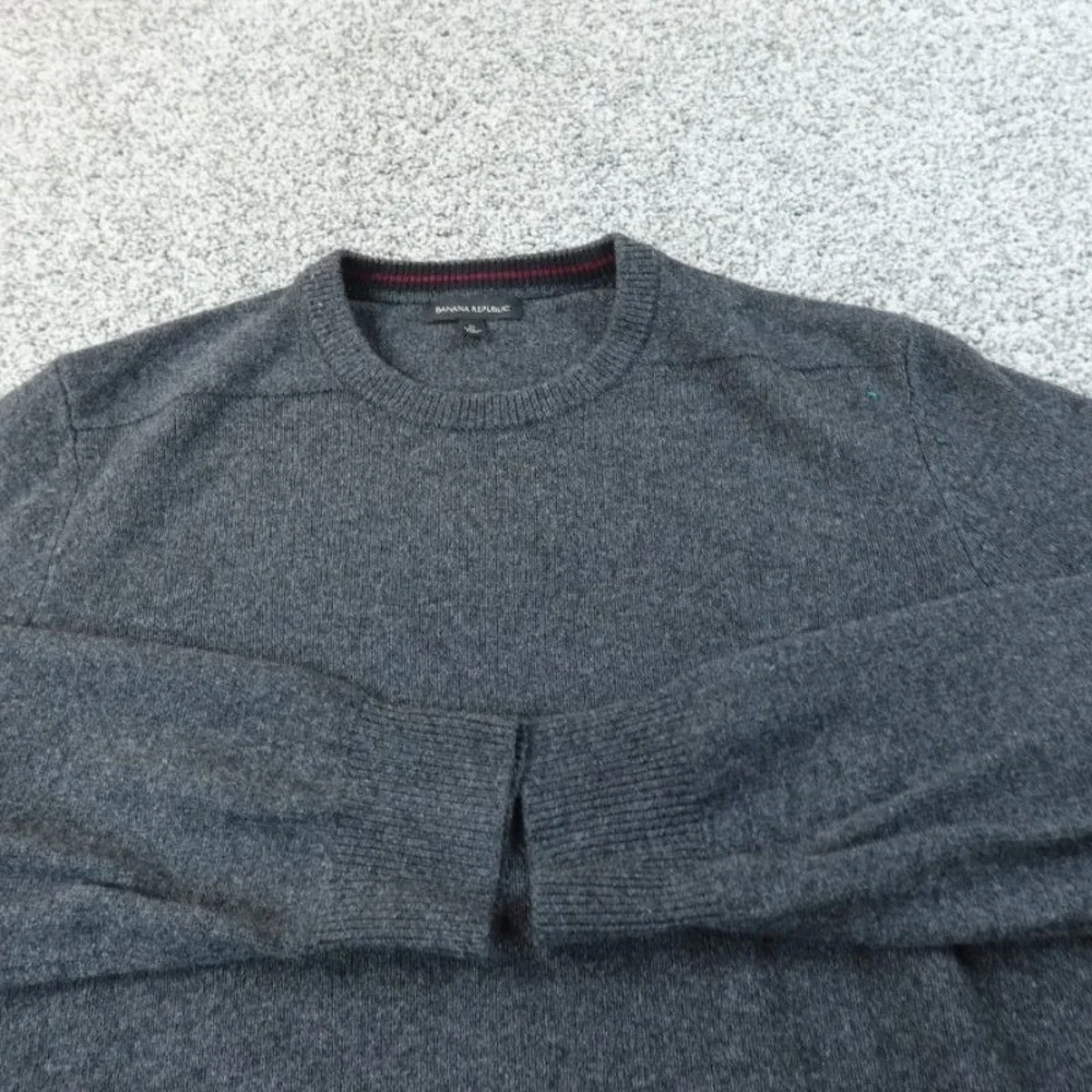 Banana Republic Sweater Mens XL Gray Merino Extra Fine‎ Wool Pullover Crewneck